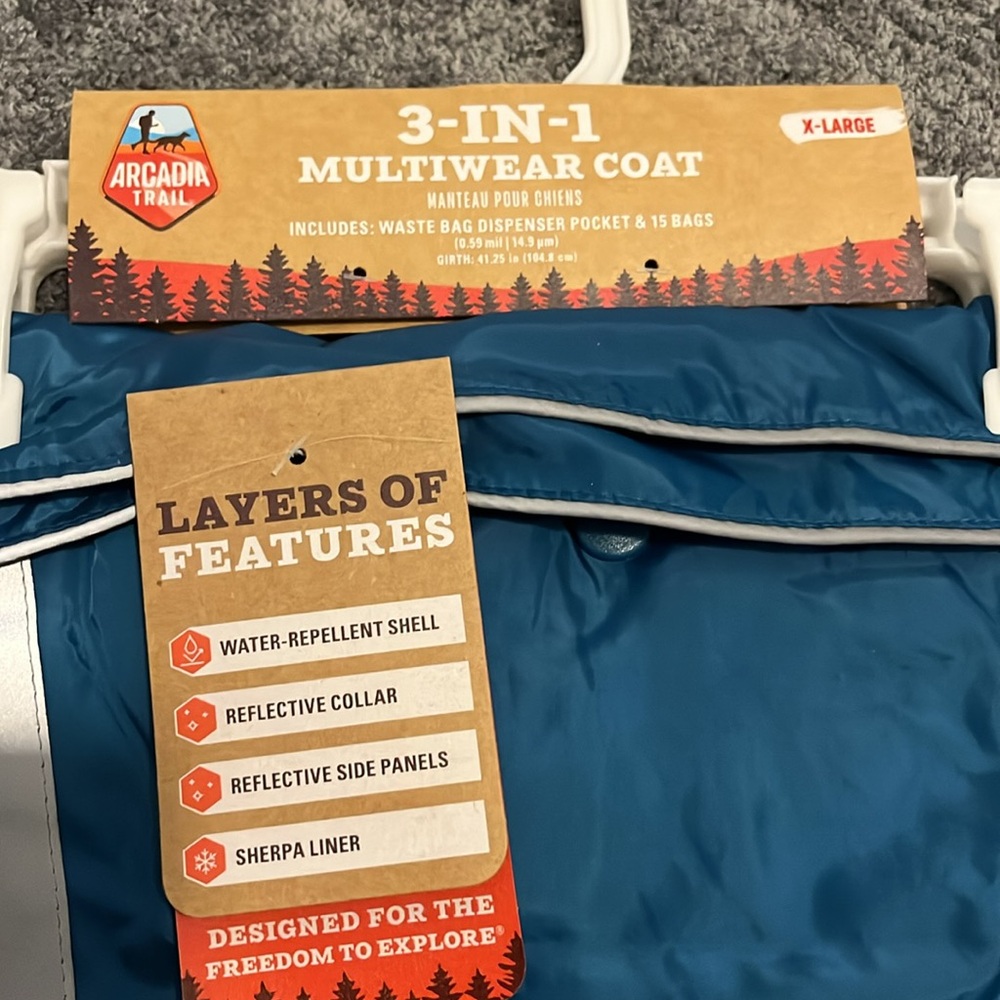 Dog Coat Arcadia Trail 3-in-1 Multiwear Coat in Teal/Gray/Navy Size XL NEW! - Picture 10 of 10